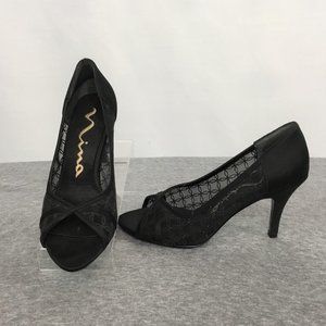 Nina Black Lace Heels